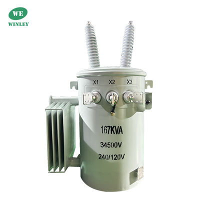 شراء 167Kva واحد المرحلة القطب المثبت محول زيت غمر 34.5KV إلى 240V ANSI معايير IEEE محول توزيع الطاقة التصنيع عبر الإنترنت