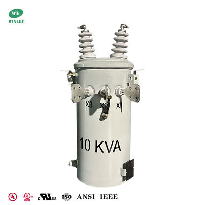 شراء 10KVA Single Phase Pole Mounted Distribution Transformer with Copper Windings and Grain-Oriented Steel Core for Compact Footprint التصنيع عبر الإنترنت