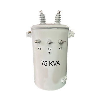 قطب واحد مرحلة مثبت خطوة إلى أعلى طاقة النفط المحول الكهربائي مزدوج التلف 34.5kv 75kva