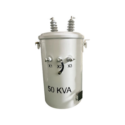 50kVA زيت واحد مرحلة غمر القطب تركيب محولات التوزيع 12470v إلى 277v