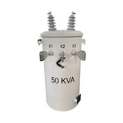 50kva واحد المرحلة قطب مثبت محول زيت غمر التوزيع 4160V إلى 120/240V