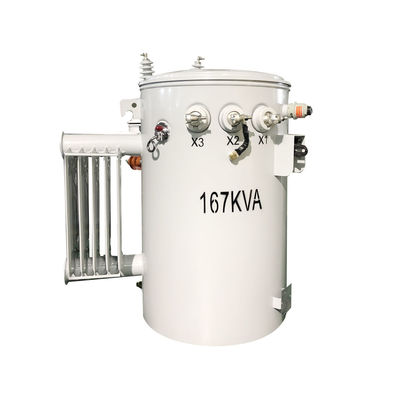 167kva واحد المرحلة قطب مثبت المحول CSP نوع التوزيع الغمر الزيت خطوة إلى أسفل 4160v إلى 480v