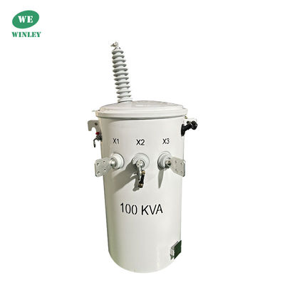 100KVA واحد المرحلة قطب مثبت محول الطاقة 34500 فولت إلى 120 فولت التوزيع العلوي