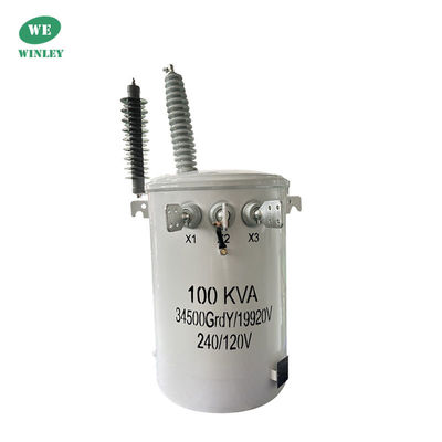 المحول فوق رأس التوزيع المثبت على القطب الغمر الزيت واحد المرحلة 100KVA 34500V المصنع