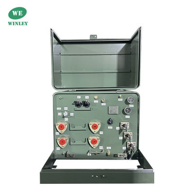 محول مزود بمحطة واحدة مغطى بالزيت التوزيع 25kva 12.47KV نوع الصندوق المشترك في الهواء الطلق