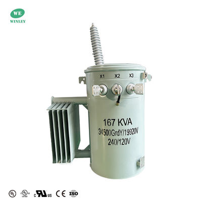 محولات التوزيع المغمورة بالزيت ذات المرحلة الواحدة المعيارية ANSI 167KVA 34500V إلى 120V