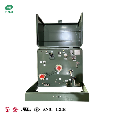 UL مدرجة 75Kva محولات ذات مرحلة واحدة مثبتة على منصة توزيع الطاقة 480V إلى 120V معايير ANSI IEEE