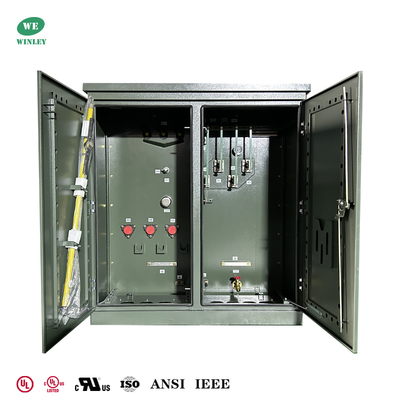 UL مدرجة 600Kva 3 مرحلة محول مثبت على منصة التحول مغطى بالزيت 34.5KV إلى 480V محول توزيع الطاقة الفعال
